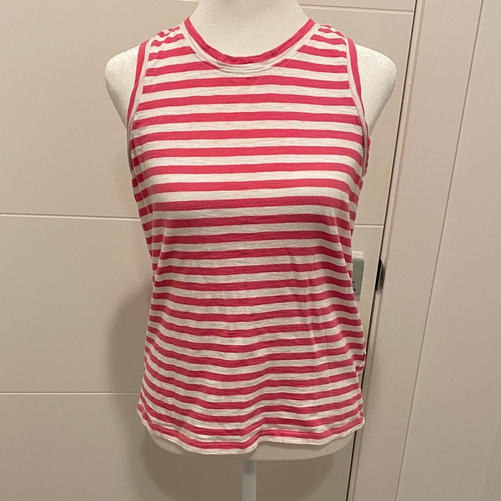 J. Crew Factory Pink and White Striped Tank Top
